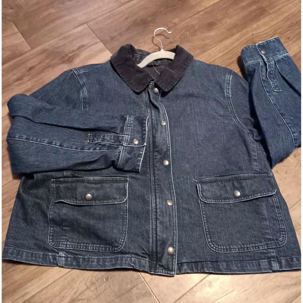 J Crew Dark Denim Women's Jacket Zip/ Button Closure Plus Sz XXL